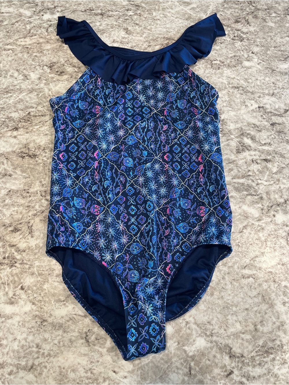 Land’s End New Girls One Piece UPF 50 Tugless Swimsuit XL 14/16